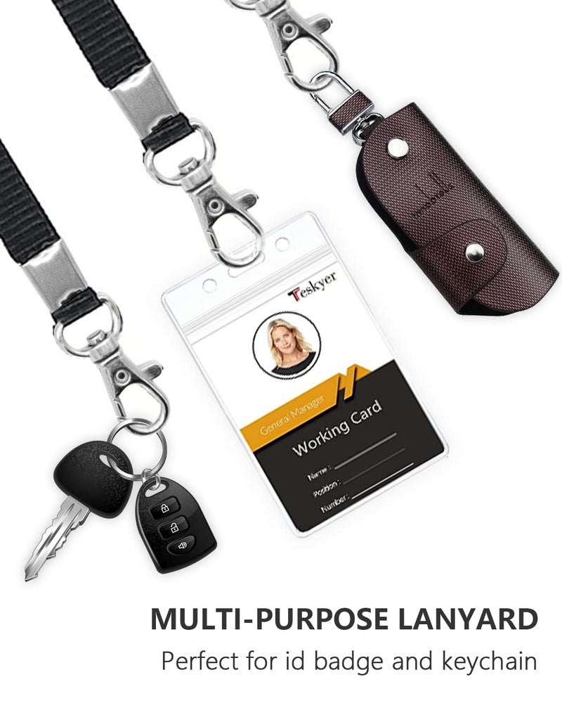 Teskyer Lanyards for Cruise Ship Cards, Lanyards with Waterproof Extra Thick Plastic Clear Badge Holders, Resealable Zip ID Card Holder, 2.5"" x 3.5"" Inner Size, Vertical Style, Set of 3, Black - Image 4